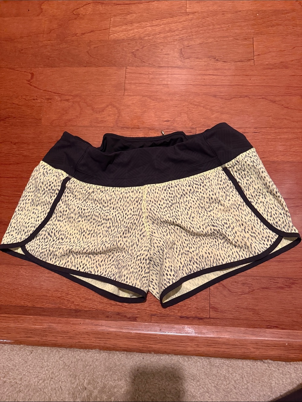 lululemon athletica Yellow Speckle Athletic Shorts with Black Waistband